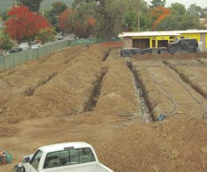 New construction bore field under future parking lot